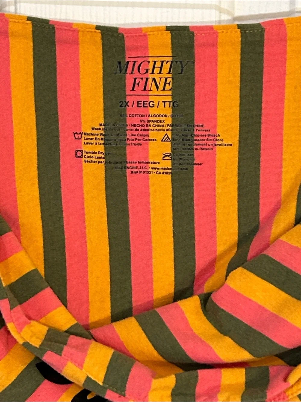 Mighty Fine Bold Stripe Cotton Tube Top in Pink, Yellow & Olive - Picture 4 of 6